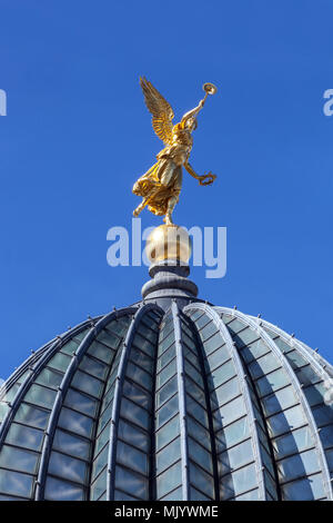 Golden angel on top of the Academy of Arts, Albertinum, Dresden, Saxony, Germany, Europe Stock Photo