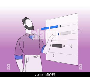 A project manager set the task on the board Stock Vector