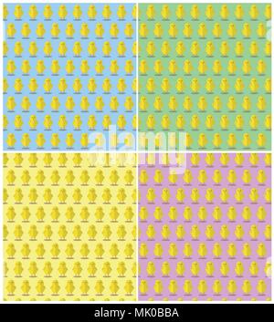 Easter Yellow Chicks Texture Collection Stock Vector