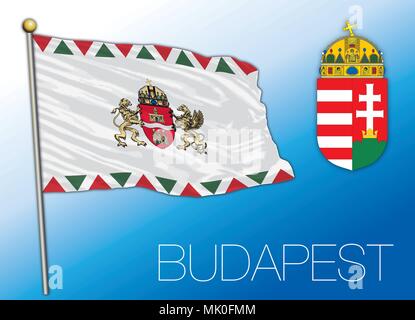 Budapest flag, administrative region, Hungary Stock Vector