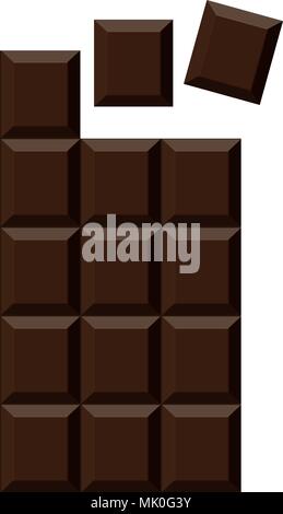 Chocolate bar isolated on white background. Top view. Vector. Stock Vector