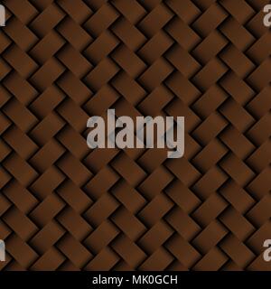 Texture brown leather weaving seamless pattern. Vector background. Stock Vector