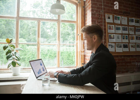 Male businessman analyzing company financial data Stock Photo