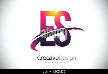 ES E S Letter Logo Design with Swoosh and Black Brush Stroke. Modern ...