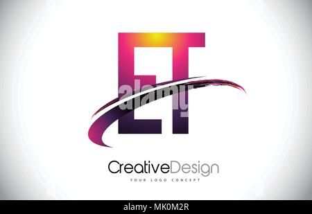 ET E T Letter Logo Design with Swoosh and Black Lines. Modern Creative ...