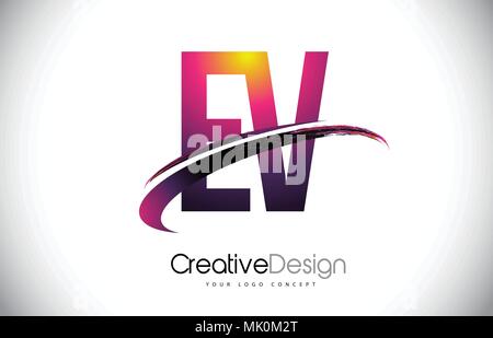 EV E V Letter Logo Design with Swoosh and Black Lines. Modern Creative ...