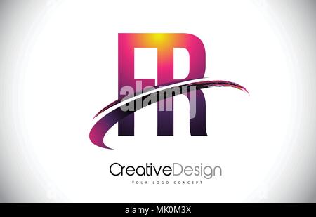 FR F R Letter Logo Design with Swoosh and Black Lines. Modern Creative ...