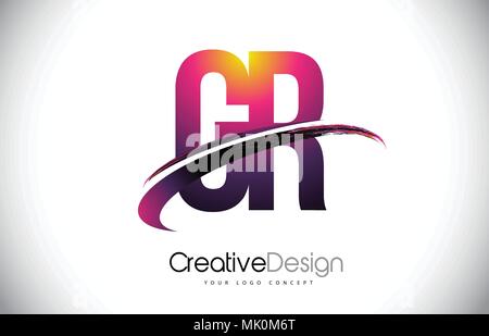 GR G R Letter Logo Design with Swoosh and Black Brush Stroke. Modern ...
