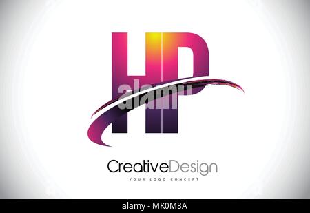 HP H P Letter Logo Design with Swoosh and Black Lines. Modern Creative ...