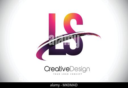 LS L S Letter Logo Design with Swoosh and Black Brush Stroke. Modern ...