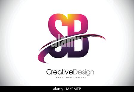 SB S B Letter Logo Design with Swoosh and Black Brush Stroke. Modern ...