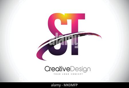 ST S T Letter Logo Design with Swoosh and Black Lines. Modern Creative ...