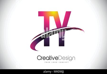 TY T Y Letter Logo Design with Swoosh and Black Lines. Modern Creative ...