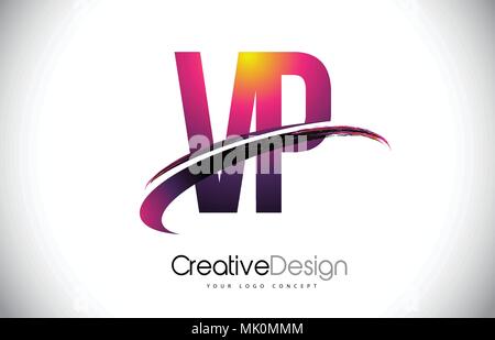VP V P Letter Logo Design with Swoosh and Black Brush Stroke. Modern ...