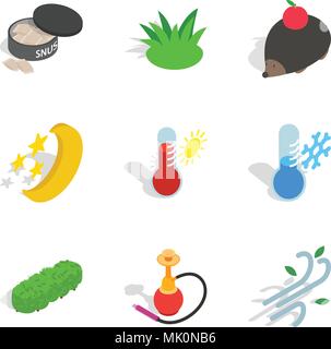 Zoo place icons set, isometric style Stock Vector