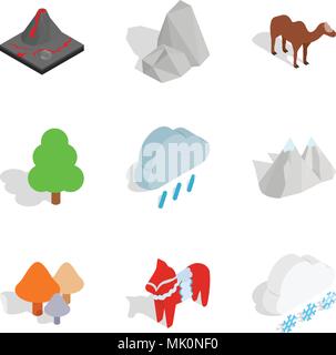Zoo world icons set, isometric style Stock Vector