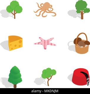 Animal park icons set, isometric style Stock Vector