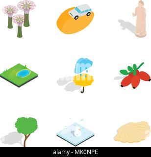 Animal garden icons set, isometric style Stock Vector