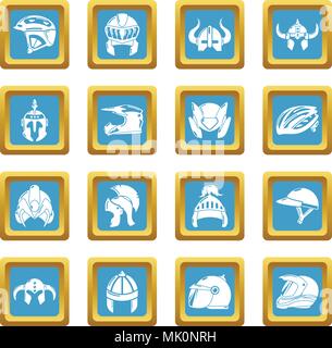Helmet icons set sapphirine square vector Stock Vector