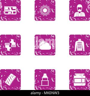 Business gps icons set, grunge style Stock Vector