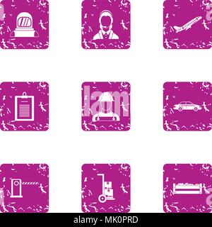 Working masses icons set, grunge style Stock Vector