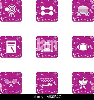 Choosing a workout icons set, grunge style Stock Vector