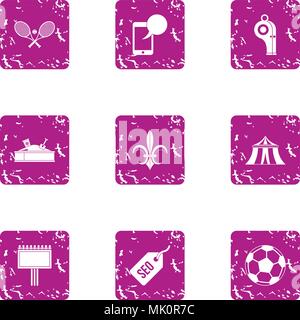 Gymnasium icons set, grunge style Stock Vector