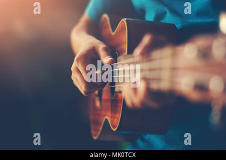 ukulele cool gesture Passionate love in music empty space Stock Photo