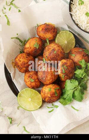 Homemade Roasted  Bombay Baby Potatoes, selective focus Stock Photo