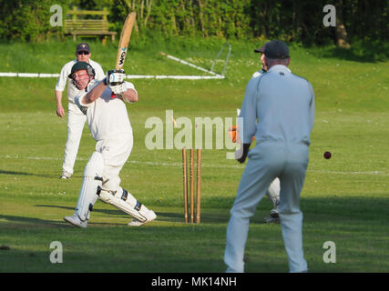 05.05.2018, Wymeswold, Leicestershire, England. Cricket Wymeswold CC 2nd v Hucknall 4ths in the South Notts Cricket League Stock Photo