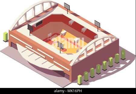 Vector isometric low poly basketball stadium Stock Vector