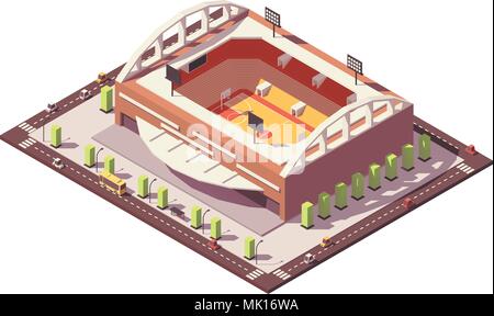 Vector isometric low poly basketball stadium Stock Vector