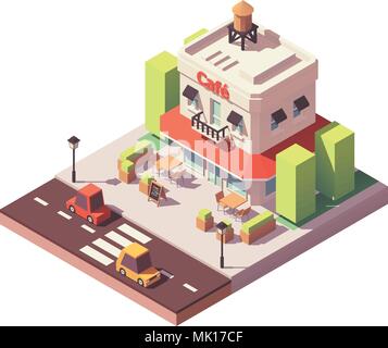 Vector isometric cafe building Stock Vector