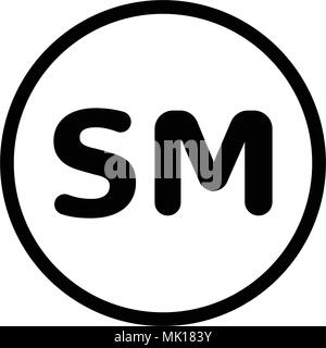 SM symbol mark vector icon, isolated on white background Stock Vector
