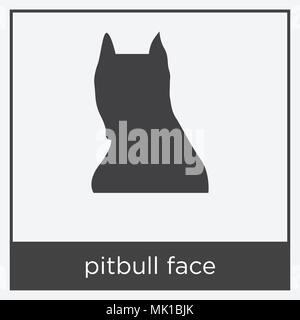 pitbull face icon isolated on white background with gray frame, sign and symbol Stock Vector