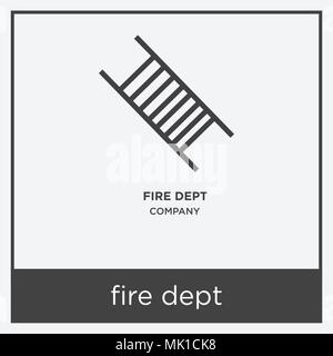 fire dept icon isolated on white background with gray frame, sign and symbol Stock Vector