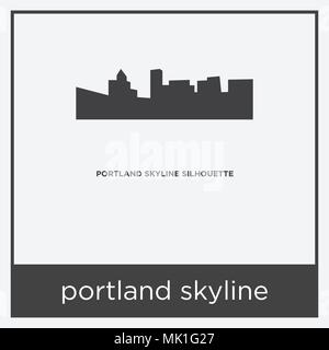 portland skyline icon isolated on white background with gray frame, sign and symbol Stock Vector