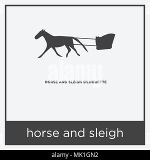 horse and sleigh icon isolated on white background with gray frame, sign and symbol Stock Vector