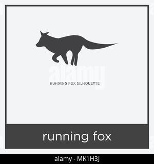 running fox icon isolated on white background with gray frame, sign and symbol Stock Vector