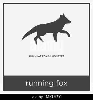 running fox icon isolated on white background with gray frame, sign and symbol Stock Vector