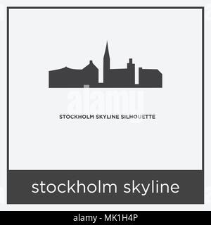 stockholm skyline icon isolated on white background with gray frame, sign and symbol Stock Vector