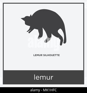 lemur icon isolated on white background with gray frame, sign and symbol Stock Vector