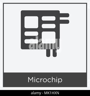 Microchip icon isolated on white background with gray frame, sign and symbol Stock Vector