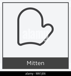 Mitten icon isolated on white background with gray frame, sign and symbol Stock Vector
