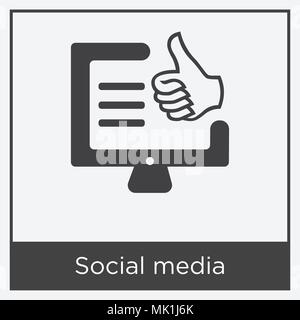 Social media icon isolated on white background with gray frame, sign and symbol Stock Vector