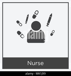 Nurse icon isolated on white background with gray frame, sign and symbol Stock Vector
