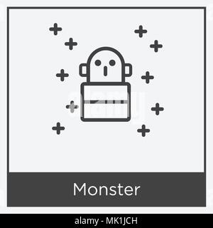 Monster icon isolated on white background with gray frame, sign and symbol Stock Vector