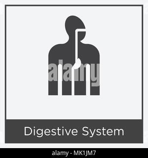 Digestive System icon isolated on white background with gray frame, sign and symbol Stock Vector