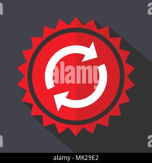 Reload red sticker flat design vector icon Stock Vector
