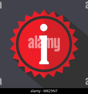Information red sticker flat design vector icon Stock Vector